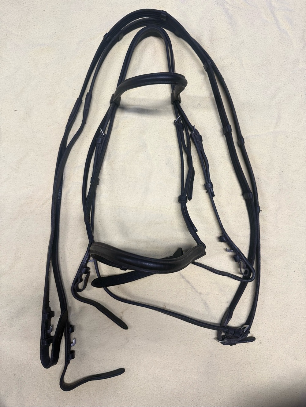 Full sized black Camelot snaffle bridle